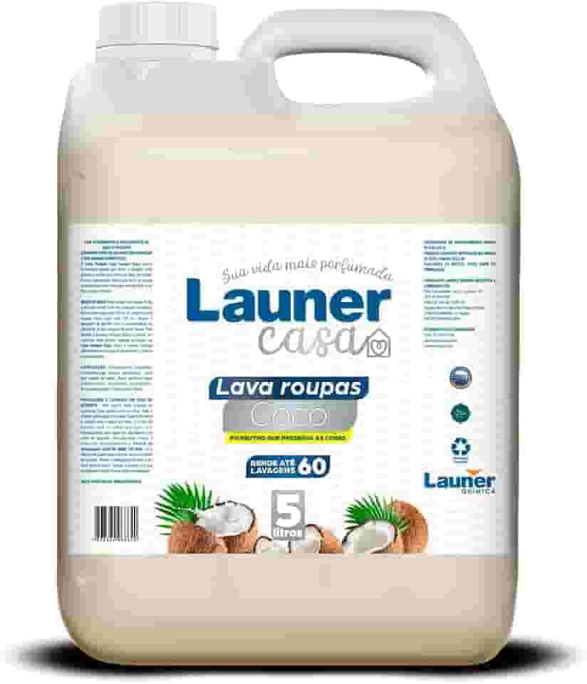 Lava Roupas Coco - Limpeza Profunda, Perfume Natural, Protege Fibras e Roupas Delicadas Launer Casa 5L