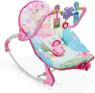 Replay Kids Cadeira de Descanso para Bebê Musical Spring, Função Balanço com 2 Níveis de Reclinação, Vibratória, Cinto de 3 Pontos, Brinquedos Interativos livre de BPA (até 18kgs), Rosa.
