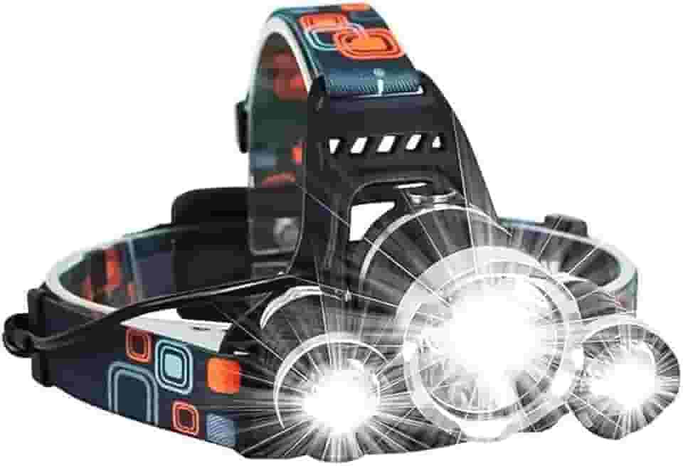 Lanterna de Cabeça LED Recarregável USB – Luz Potente Tripla com 4 Modos de Iluminação Ajustável, Ideal para Corrida, Ciclismo, Acampamento, Trilha e Pesca - Premium