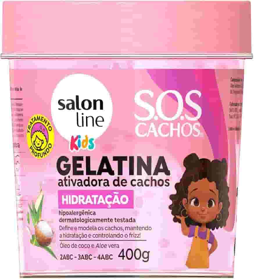 Salon Line, SOS Cachos, Gelatina Capilar Ativadora de Cachos, Kids Hidratação, Vegano - Para Cabelos Cacheados, 400 g