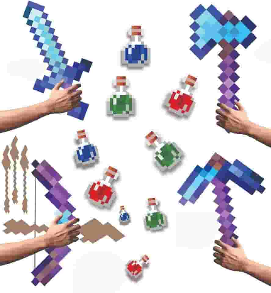 Kit 4 ferramentas DIAMANTE ENCANTADO pixel espada picareta arco e machado