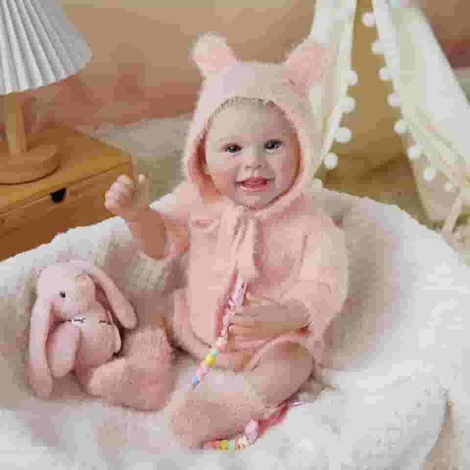 Brastoy Bebê Reborn Boneca de Silicone Menina Realista Olhos Azuis Original 48cm