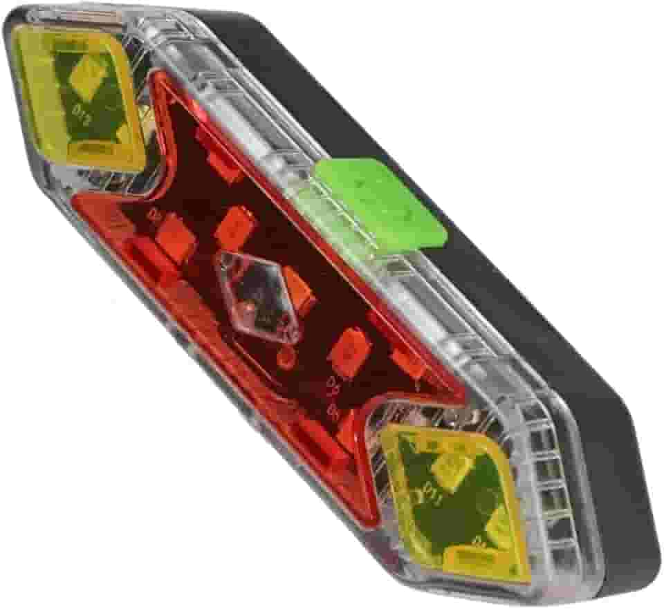 Pisca de Bike Bicicleta Luz Sinalizador LED, 8 Modos de Iluminação, Recarregável USB, 7,5 x 2 cm, Vermelho e Amarelo