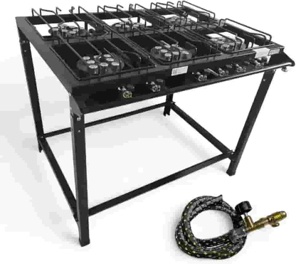 Fogão Industrial Completo 6 Bocas Alta Pressão – Mangueira, Registro e Estrutura Reforçada