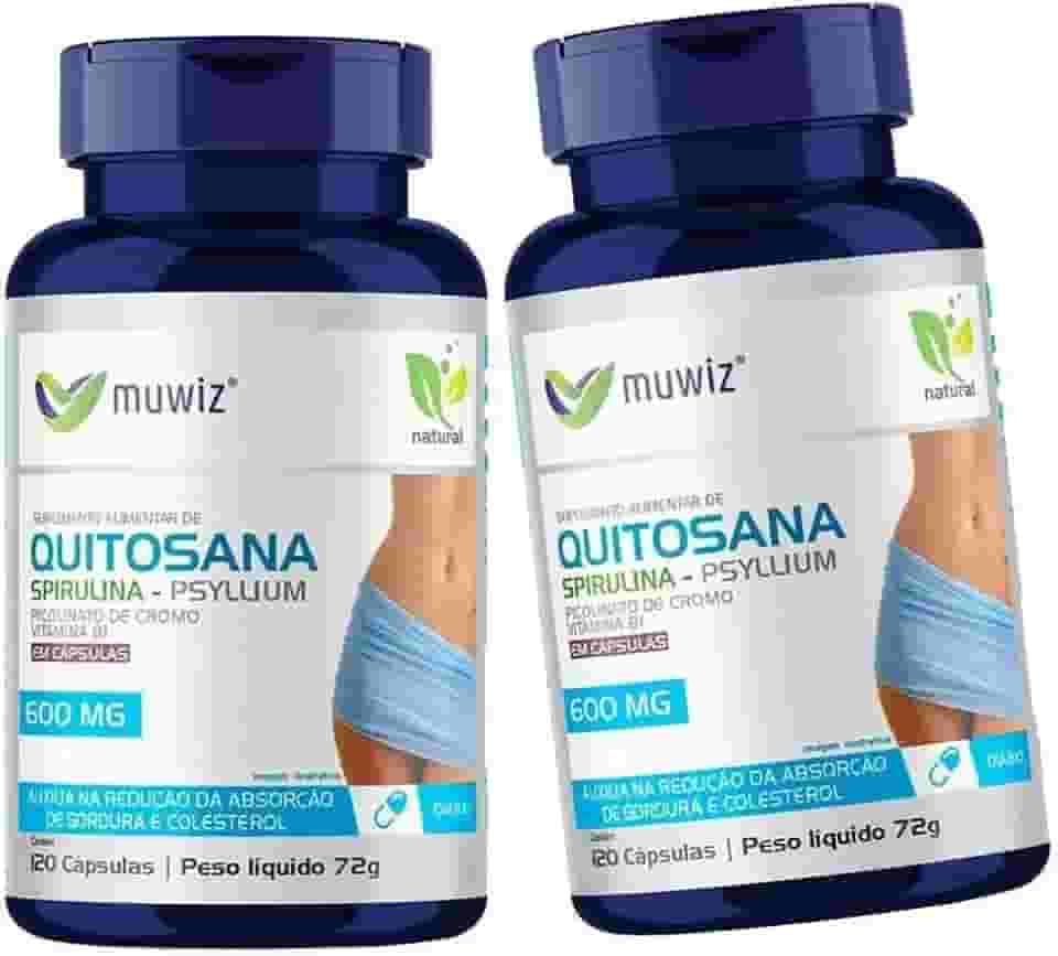 Quitosana Com Psyllium e Spirulina 120 Cápsulas 500mg - 2 Frascos