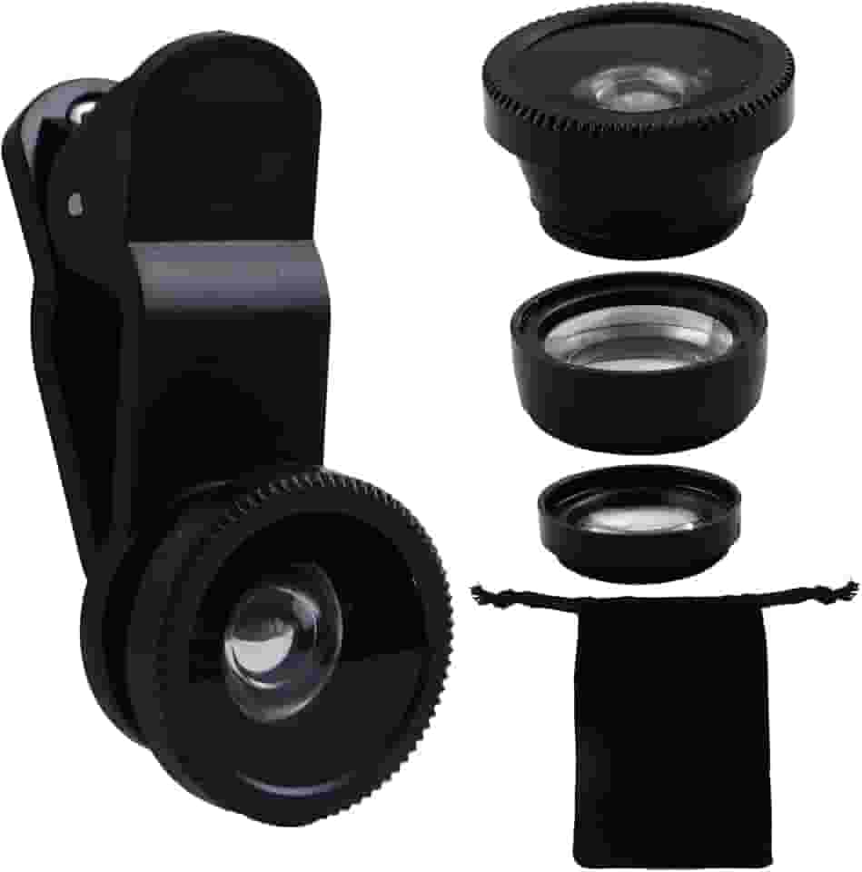 Kit de lente de telefone 3 em 1, 100 super grande-angular + 15x macro + 180 clipe de lente olho de peixe no celular para iPhone Samsung Android