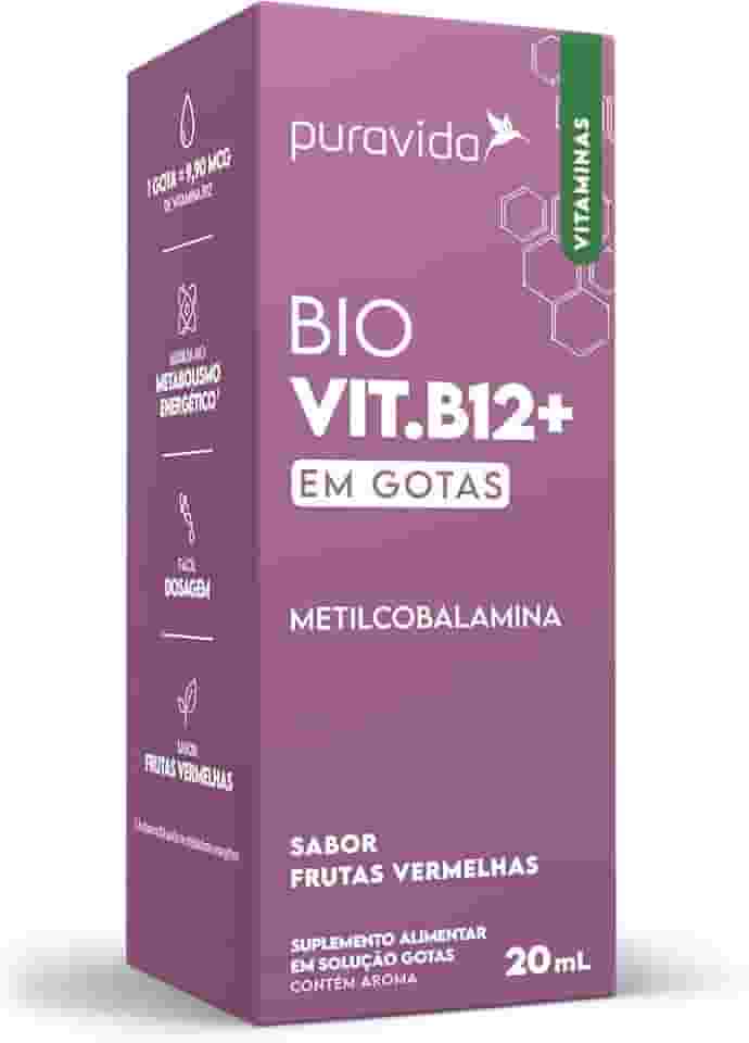 Puravida Vitaminas Bio Vit. B12+ Metilcobalamina Gotas Sabor Frutas Vermelhas 20ml