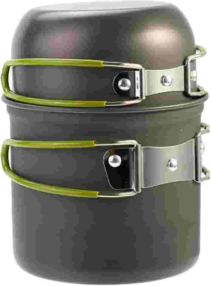 Conjunto de panelas de camping leve, durável e resistente a altas temperaturas Conjunto de panela portátil com bolsa de armazenamento para sobrevivência em acampamento ao ar livre