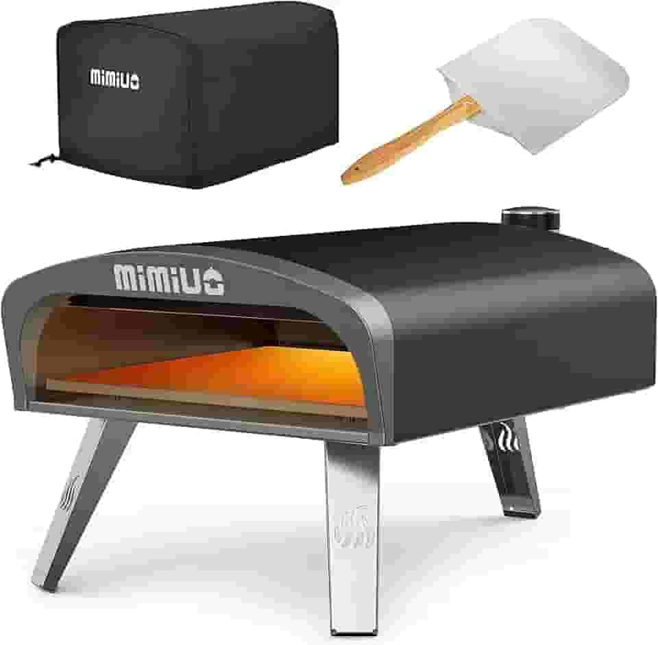 Mimiuo Forno de pizza a gás ao ar livre - Fornos de pizza portáteis a propano para uso externo - Fogão profissional de pizza com pedra de pizza de 33 cm, ideal para qualquer cozinha ao ar livre