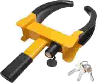 MaySpare Trava de roda universal, trava de pneu resistente, trava antifurto automotiva para carros, SUVs, motocicletas, carrinhos de golfe, cor brilhante para dissuasão, com 3 fechaduras