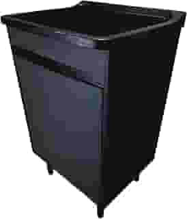 Balcão Preto Com Tanque de Lavar Roupa 34L Entregue Montado
