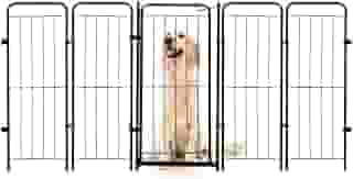 Cercado Cachorro Caes Grande Portao + 4 Modulos 200x98cm Cor:Preto