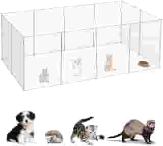 Cercadinho Cachorro,147 * 74 * 47cm Casinha para Cães e Gatos,Estendido Ajustável Cercadinhos para Animais,Resistente,Leve Fácil de Limpar,Adequado para uso Interno,Como Gatos,Cães,Hamsters,etc.