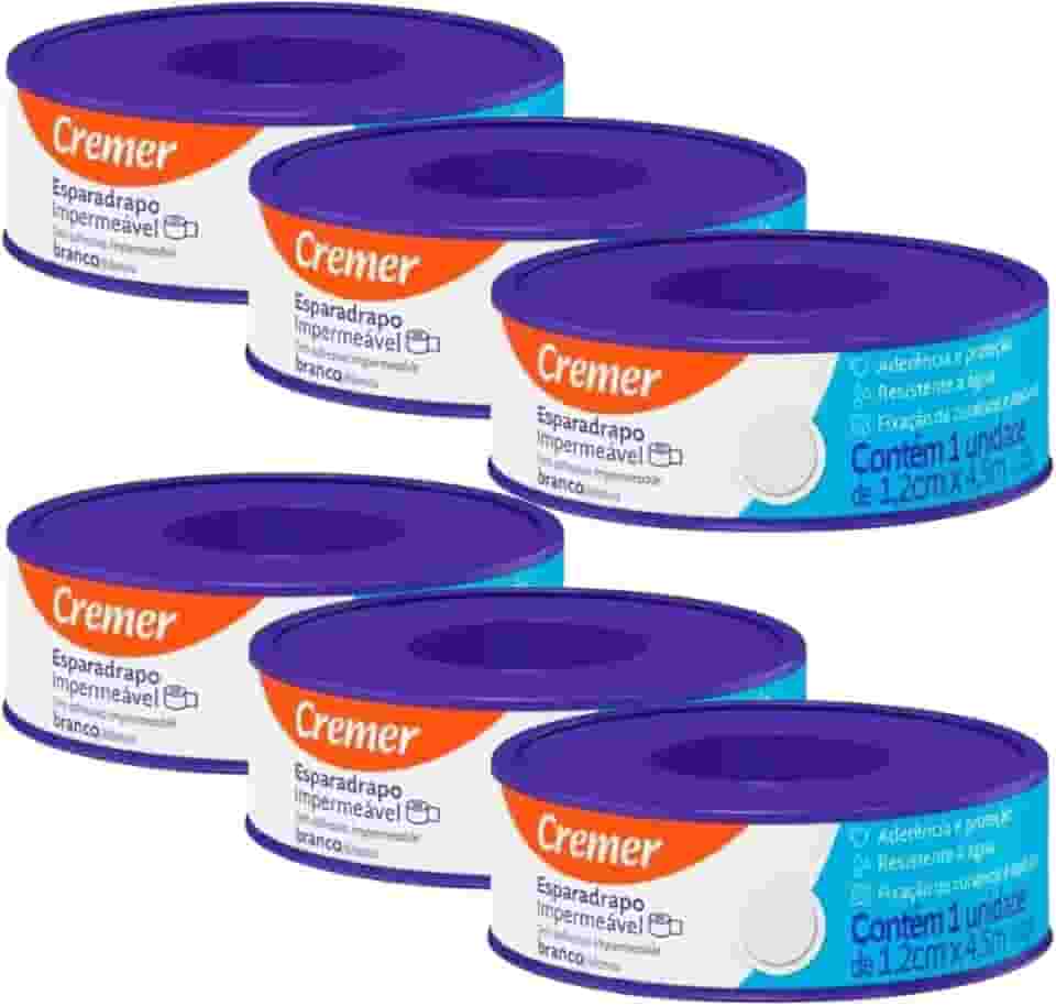 Esparadrapo Branco 1,2cm x 4,5m Cremer | Kit com 6 Unidades
