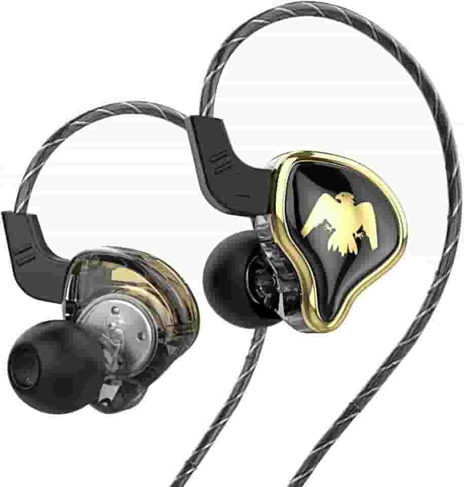 Fones de ouvido QKZ AK6 ARES HiFi com fio, com microfone, IEMs para jogos com microfone, fones de ouvido intra-auriculares, para cantores e músicos (preto)