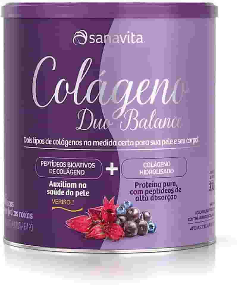 Sanavita - Colágeno com Ácido Hialurônico - Duo Balance - Sabor Hibiscos com Frutas Roxas - 330g