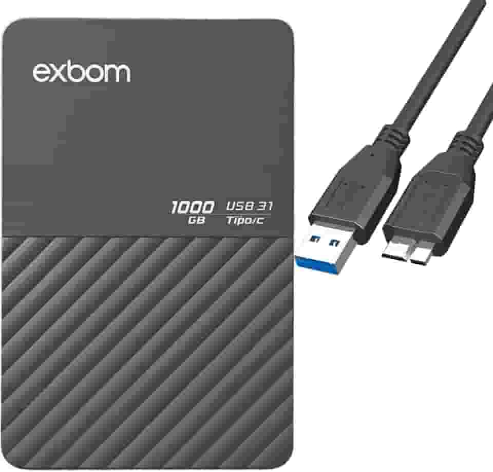HD Externo Portátil 1TB Slimvault USB 3.0, Resistente a Choques, Compatível com PC/Mac/Notebook/Xbox/PS4, Backup Rápido de Arquivos