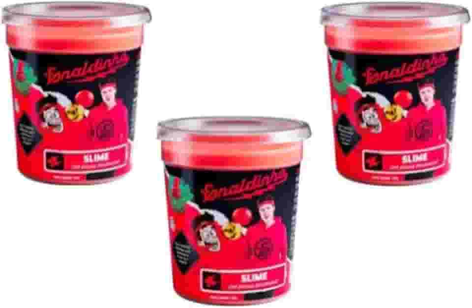 Kit de Slime Enaldinho Lojas Q2 Vermelho com Bolinha Surpresa - 3 Potes Biodegradáveis para Crianças Unissex