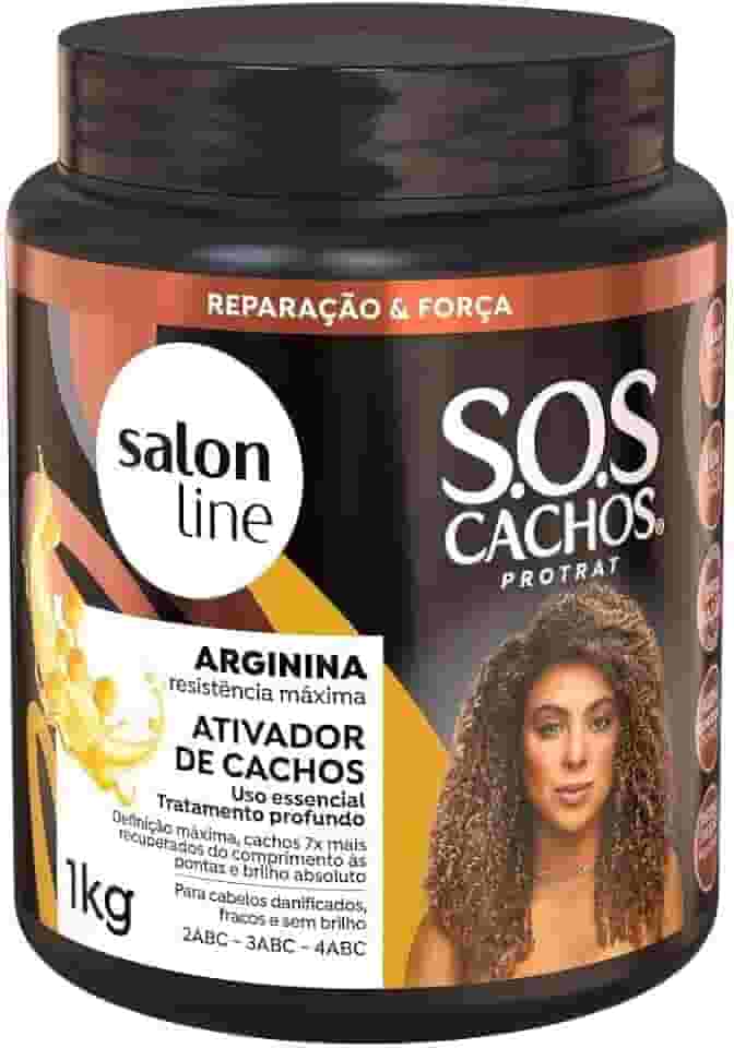 Salon Line, Ativador de Cachos, SOS Cachos, Arginina, Reconstrução Profunda - Cabelos Ondulados, Cacheados e Crespos, 1 Kg