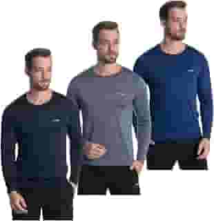 Kit 3 Camiseta Camisa Térmica Masculina Proteção Solar Uv 50+ Manga Longa Dry Fit