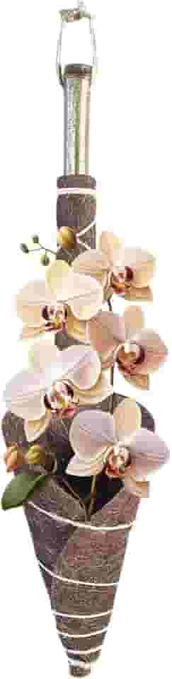 Vaso Planta Orquídeas Fibra De Coco Natural Com Suporte De Bambu