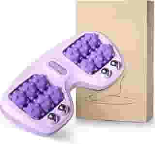 VVEEKEND Rolo massageador de pés para alívio da fascite plantar, terapia de acupressão de pé duplo para alívio da dor, redução de estresse e melhor circulação, ferramenta de reflexologia portátil para