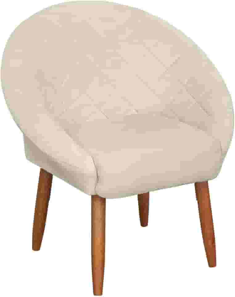 Poltrona Cadeira para Recepção sala de estar Sala de Leitura resistente reforçada tecido veludo pés madeira MOBLAN decor (1, Bege)