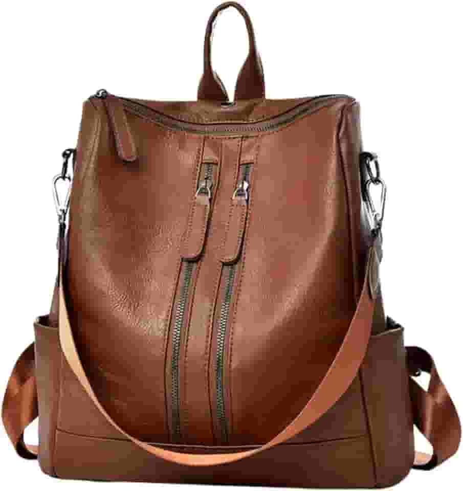 Mochila Feminina de Couro Sintético Casual Bolsa de Viagem