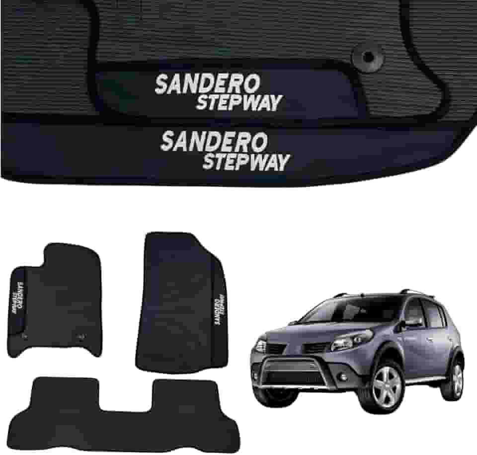 Jogo de Tapetes Automotivos Emborrachados Sandero Stepway 2008 2009 2010 2011 2012 2013 2014 2015 2016 2017 2018 2019 2020 2021 2022-03 peças