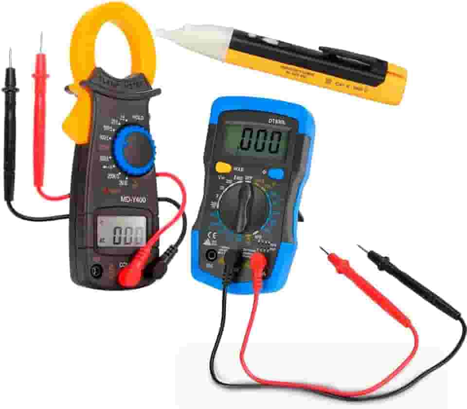 Kit Voltagem Multímetro Digital Alicate Amperímetro Caneta Premium Detectora de Tensão Para Eletricistas e Técnicos