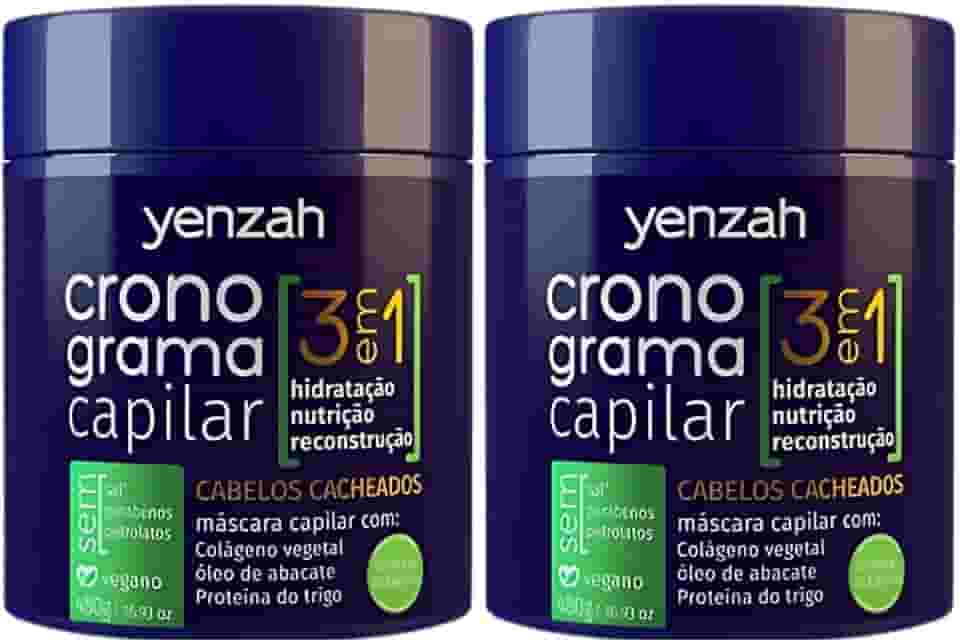 Kit 2 Mascara Cronograma Capilar 3 Em 1 Tratamento Cabelos Cacheados Vegano Yenzah 480g