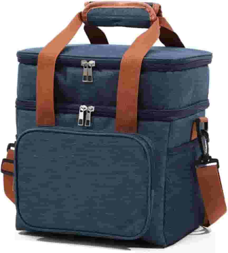 Bolsa Termica Marmita Lancheira Grande Alça Ombro Trabalho Passeio Academia Dois Andares (Bolsa Azul)