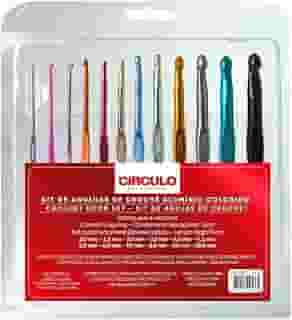 Kit com 12 Agulhas De Crochê Alumínio Colorido Premium - Círculo