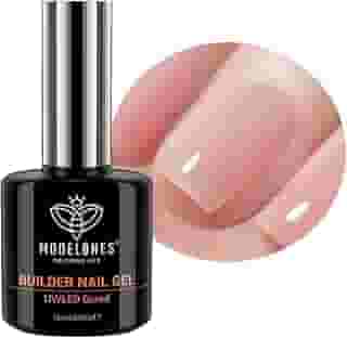 modelones Construtor de gel para unhas, construtor rosa nude neutro 8 em 1 para espessamento de unhas, base de borracha rosa blush rosa, lâmpada LED curada, fortalecedor, esmalte em gel rígido extensor para salão faça você mesmo