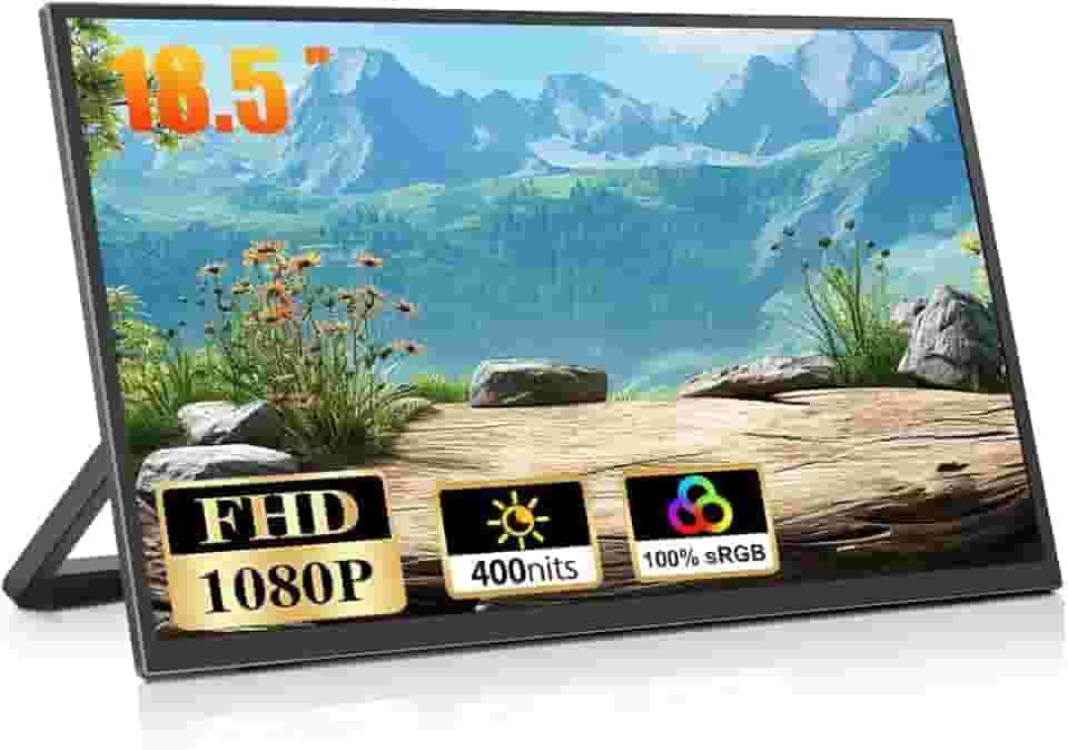 Monitor Portátil 18,5'', FHD 1080P, Suporta Duas Interfaces USB-C/HDMI, Plug And Play, Alto Contraste 1000:1, Monitor Portatil para Notebook, Computadores, Celular, para PS, Segunda Tela