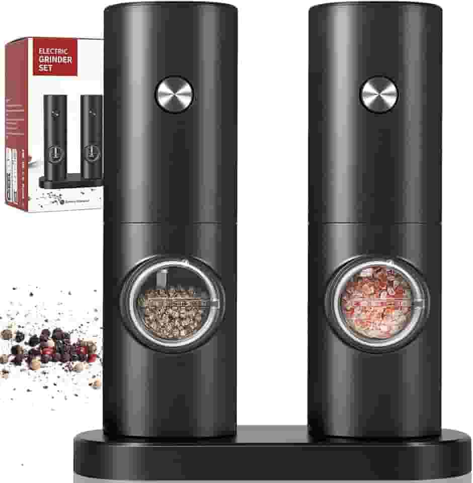Kit 2 Moedores, Moedor de Pimenta, com Recipiente de 70 ml Luz Led, Moedor Pimenta, Moedor de Pimenta Eletrico, Moedor de Pimenta E Sal, Moedor de Sal Grosso, Pilhas Não Incluídas, Requer 4 Pilhas AAA