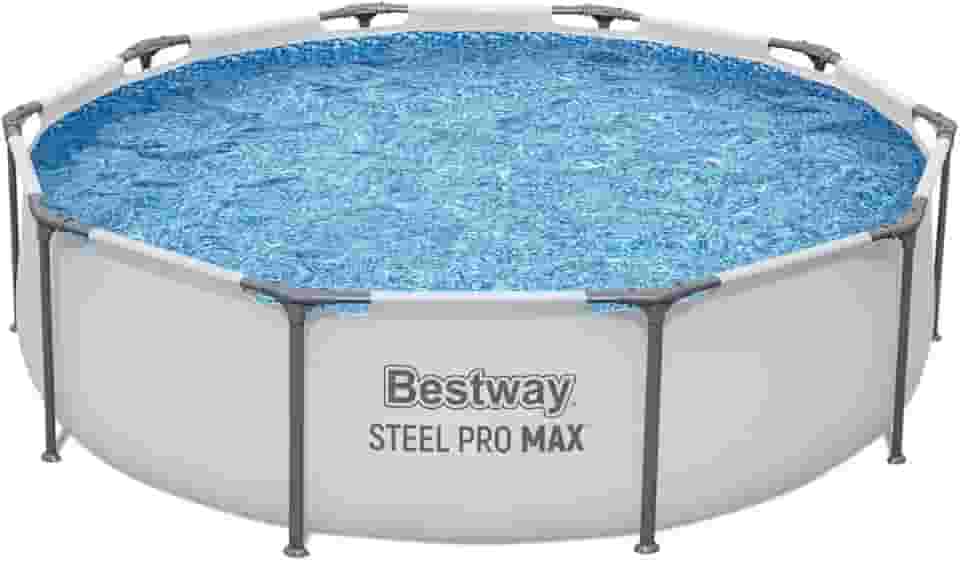 Bestway Steel Pro MAX, Piscina Estruturada Redonda, 3,05m x 76cm, 4.678L, Azul (Branco)