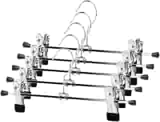 Kit 10 Cabides Presilha Metal Cromado Premium Saia Calça Bermuda Vestido Reforçado