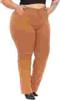 Calça Feminina Reta Sarja Elastano Colorida Plus Size Malloy