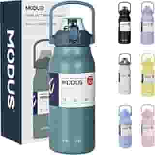 Garrafa Térmica 1700ml - Duplamente Isolada a Vácuo, Canudo e Base Emborrachada Anti Derrapante, Mantém Bebidas Quentes por 12 Horas e Geladas por 24 Horas (Verde)
