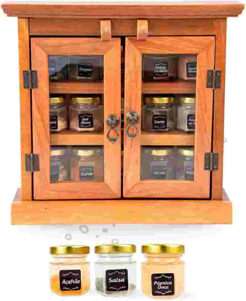 Armário Pequeno de Madeira para Temperos - Estilo Rústico, Montagem na Parede, Ideal para Cozinha e Área Gourmet