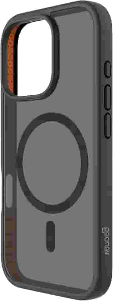 Geonav Capa Anti-Impacto para iPhone 16 Pro Max, TPU flexível nas extremidades, proteção anti-shock e policarbonato, Compatível com o sistema de ímãs MagSafe®, IPI16PMBK, Transparente fosco/Preto
