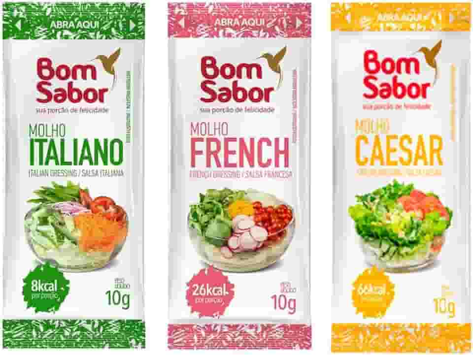 Combo Molhos Sachê Bom Sabor 10g Italian French Caesar 60 Unidades