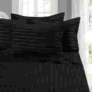Elegant Comfort Os melhores conjuntos de lençóis de 6 peças, mais macios e aconchegantes! – Jogo de cama de 6 peças com 1500 fios de qualidade egípcia, luxuoso, resistente a rugas, damasco listrado, Queen Black