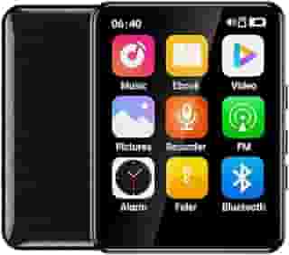 MP3 MP4 Player Music Player Bluetooth 5.3 Música Digital Portátil MP3 Player Bluetooth com Alto-falante Rádio FM Som sem Perdas HiFi Suporte TF Card de Até 128 GB Preto