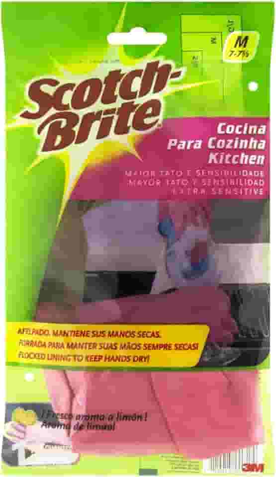 3M, Luva para Cozinha Scotch-Brite, Para Limpeza, Tamanho Médio, Rosa, 1 Par