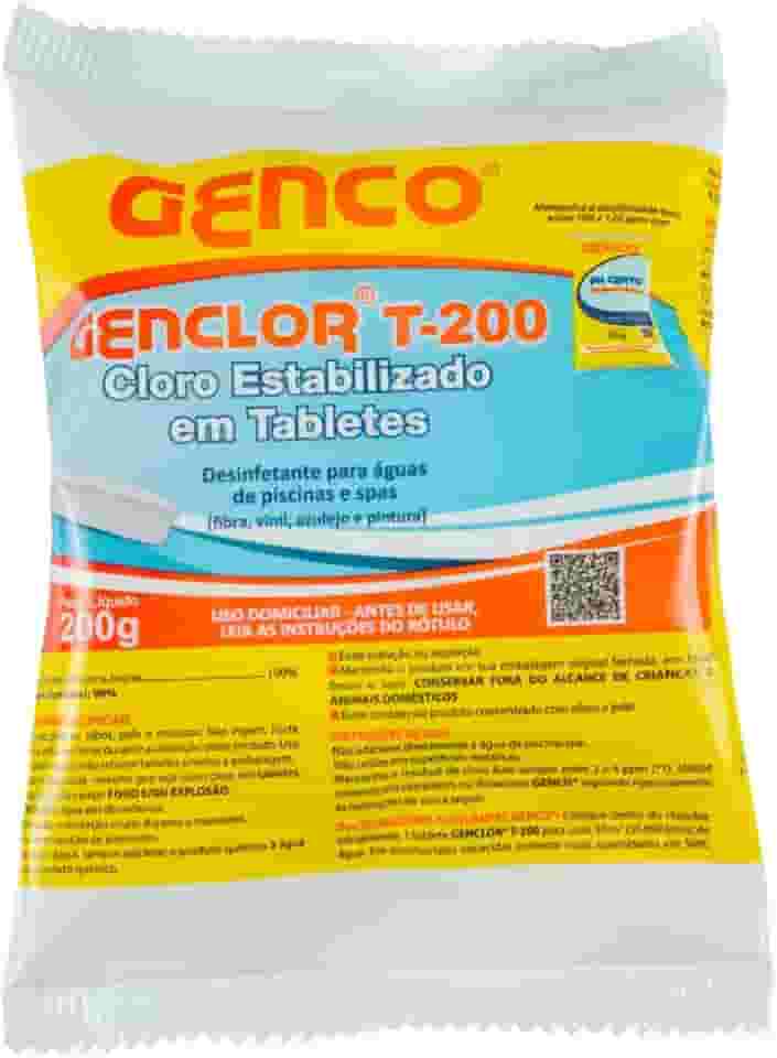 Genclor T-200 Tablete 200g Cloro Estabilizado Para Manutenção de Água de Piscina
