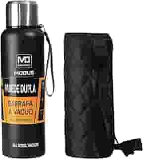 MODUS Garrafa Térmica De Aço Inoxidável Isolada A Vácuo Com Copo Portátil E Bolsa 1000ML/1500ML (Preto 1500ML)