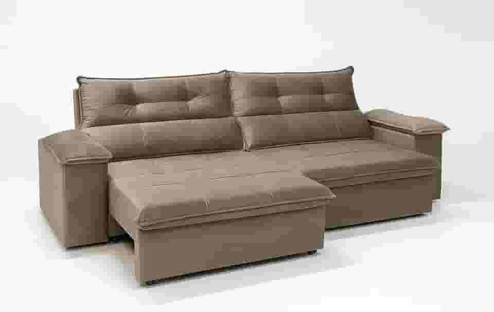 Sofá Aconchegante 3 Lugares Reclinável e Retrátil Bel Veludo LIMOV (Capuccino, 2,00m)