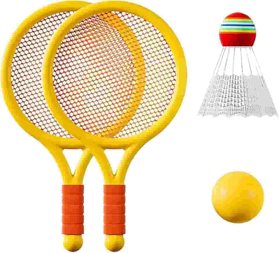 Kit Completo Raquete Infantil 3 em 1 - Jogo Tênis Badminton com Bola e Peteca - Brinquedo Esportivo para Crianças 3+ Anos - Estimula Coordenação Motora e Atividade Física - Ideal Praia Parque Quintal